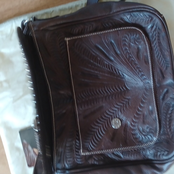 American West handbag genuine leather hand tooled lifetime warranty - Picture 7 of 9